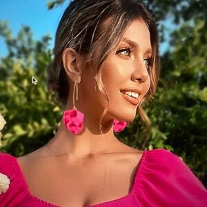 Lightweight Blooming Hot Pink Flower Drop Petal Earrings